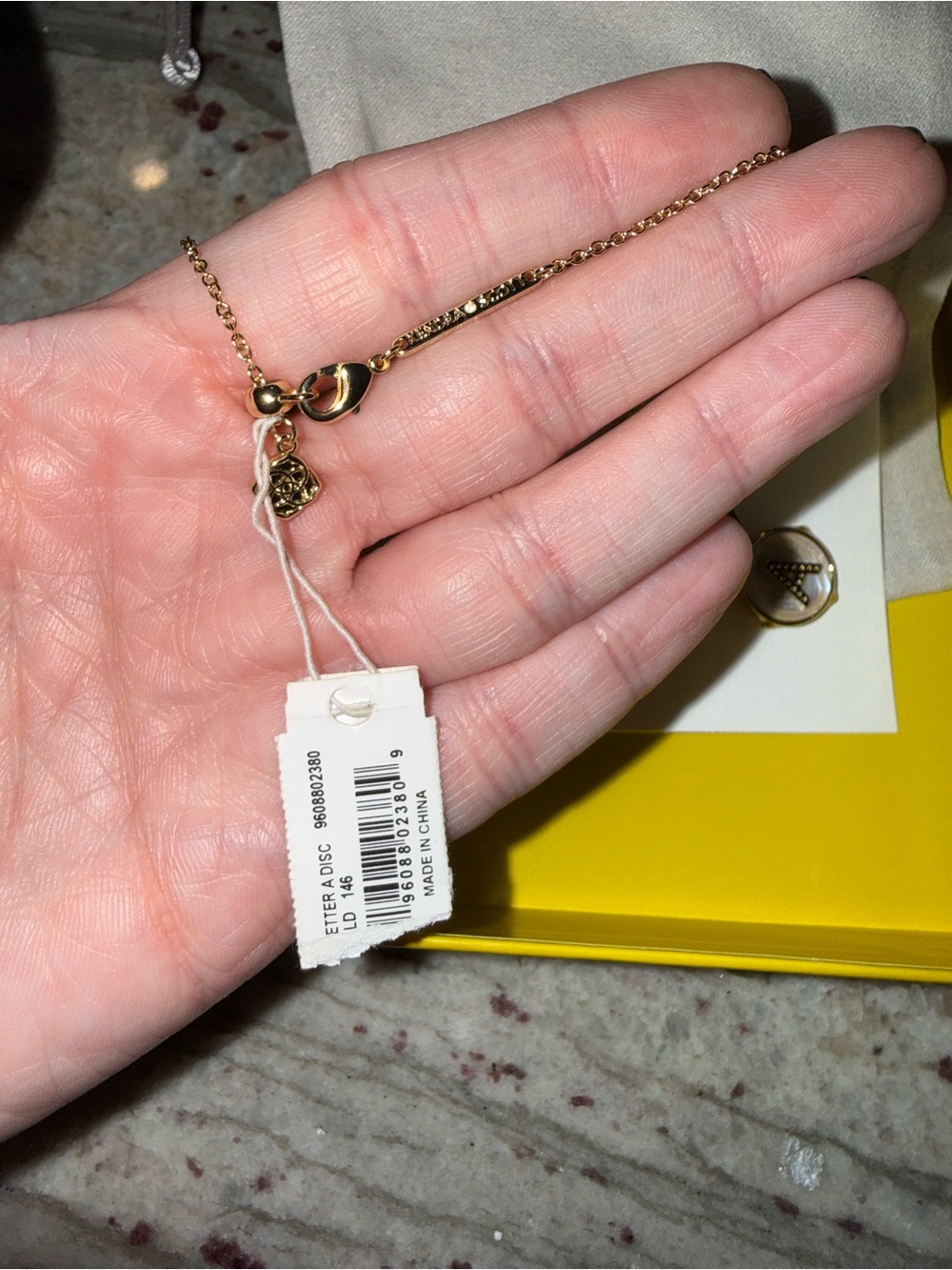 Kendra Scott Gold Initial A Disc Pendant Necklace with Crystal Accent - Picture 4 of 5